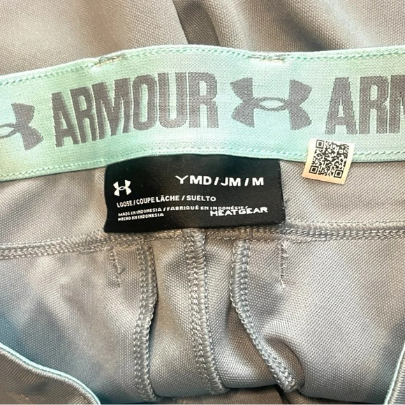 Under Armour Youth Medium Baseball Pants Gray Elastic Hem HeatGear - Picture 3 of 10